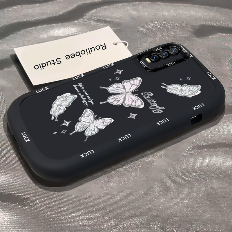 เคสสำหรับ VIVO Y20 Y20i Y20s Y20A Y20G Y12A Y12S Y11s เคสโทรศัพท์ผีเสื้อรูปหัวใจกันกระแทกป้องกันการตก