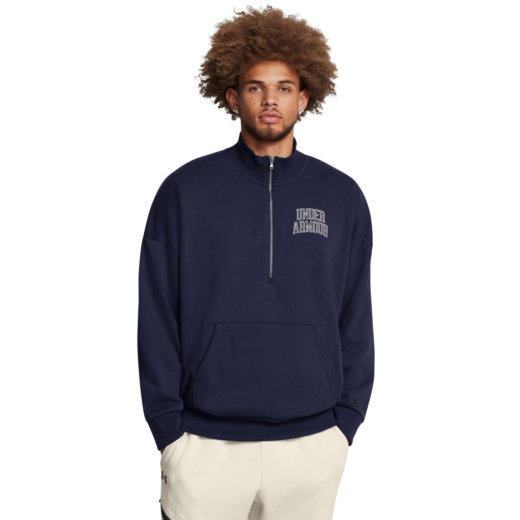 Under Armour เสื้อซิปครึ่งตัวโอเวอร์ไซส์ UA Icon Heavyweight Terry สำหรับผู้ชาย — صورة 2