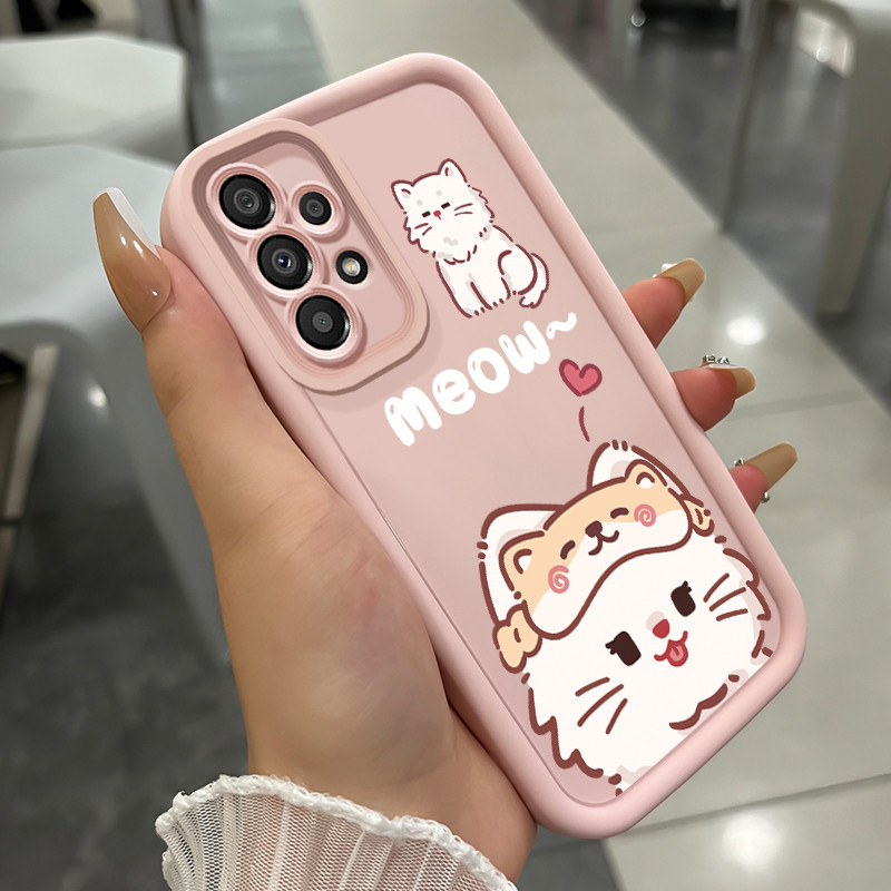 เคสสำหรับ Samsung Galaxy A33 5G A34 5G A53 5G A54 5G A23 A32 เคสโทรศัพท์สุนัขแมวน่ารักสามสีซิลิโคนกันกระแทก