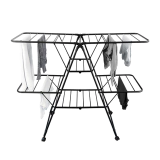 ราวแขวนตั้งพื้นทรงกางปีก 2 ชั้น Nero KASSA HOME รุ่น RYX-02-021A-17 ขนาด 157 x 61 x 130 ซม. สีดำด้าน