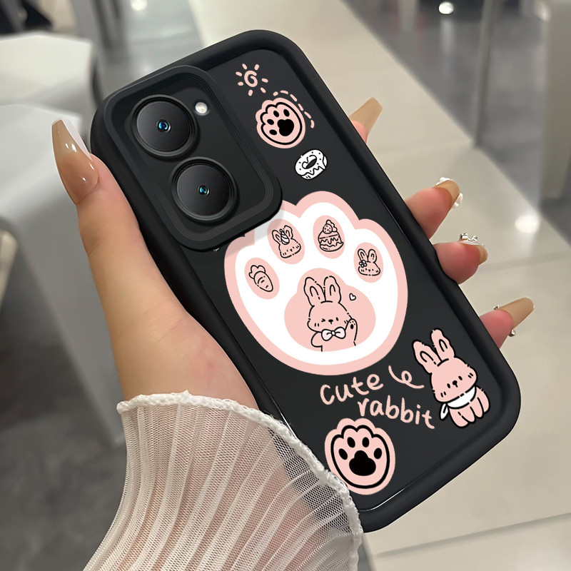 เคสสำหรับ VIVO Y03 Y03T Y18 Y18i Y18e Y18t Y18s Y28e 5G เคสโทรศัพท์กระต่ายหมีสามสีซิลิโคนกันกระแทก