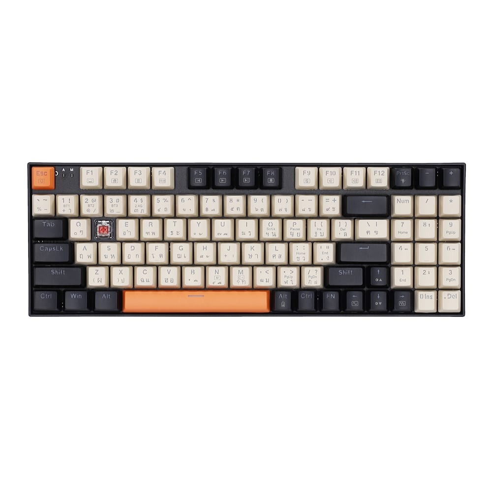 WIRELESS KEYBOARD (คีย์บอร์ดไร้สาย) REDRAGON K669 ZIGGS PRO (BLACK-WHITE-ORANGE) (RED SWITCH RGB EN/
