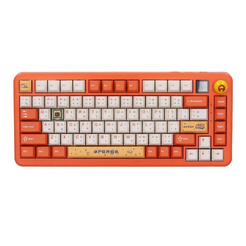 WIRELESS KEYBOARDAJAZZ AK820 MAX SCREEN VERSION (FOODIE) (ORANGE-WHITE-YELLOW) (AVOCADO SWITCH RGB E