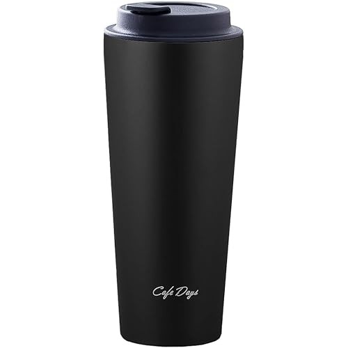 IRIS OHYAMA Iris Oyama Drink Holder Compatible Tumbler พร้อมฝาปิด Traveler 470ml สีดําสไตล์คาเฟ่ที่ป