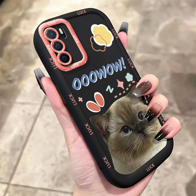 เคสสำหรับ OPPO A16 A16s A54s เคสโทรศัพท์แมวดอกไม้กันกระแทกป้องกันการตก