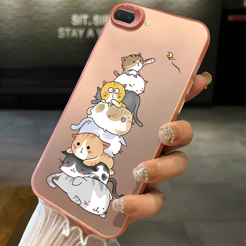 เคสสำหรับ OPPO A5 A3s A12e A7 A5s A12 A12s A11k Realme C1 เคสโทรศัพท์แมวน่ารักเปลือกแข็งกันกระแทก