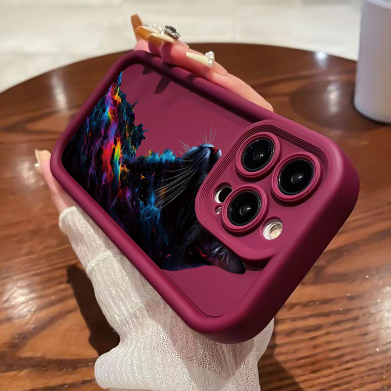 MHKEID เคสสำหรับ Samsung Galaxy A30 A20 M10s เคสโทรศัพท์ซิลิโคนกันกระแทกลายแมวสีดำสุดเท่ - รูปที่ 6