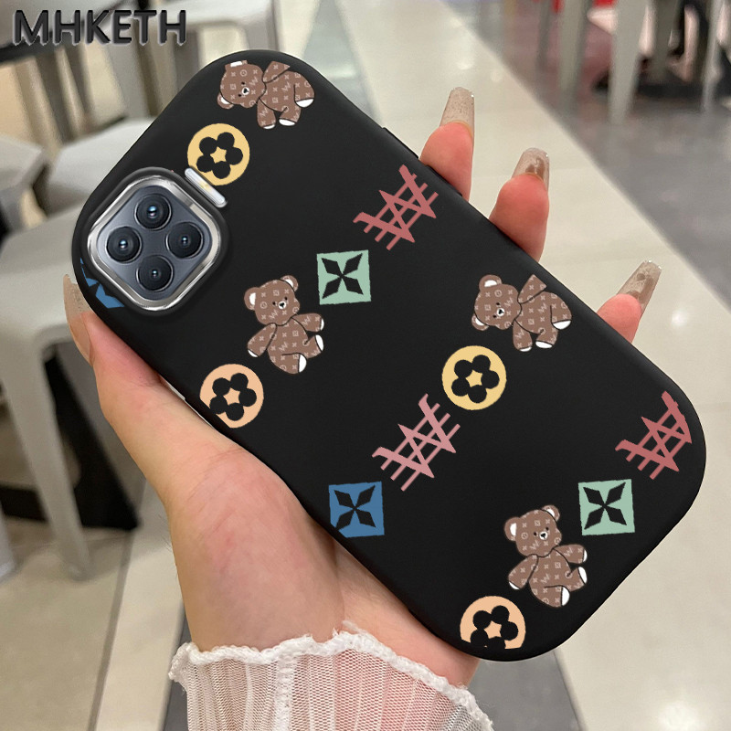 MHKETH เคสสำหรับ OPPO A93 2020 Reno 4F Reno 4 Lite F17 Pro เคสป้องกันการกระแทกเคสซิลิโคนซิลิโคนโทรศัพท์ออกแบบหมีแฟชั่น