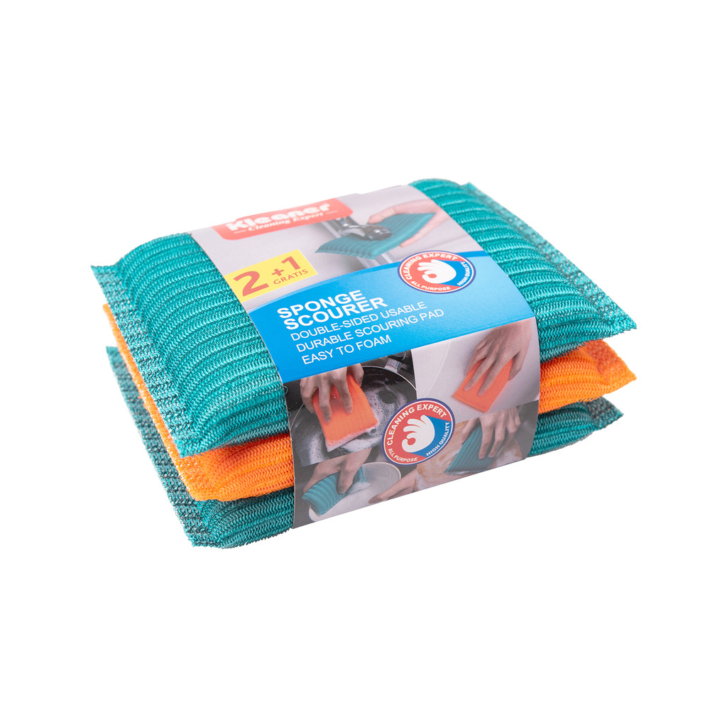 แผ่นฝอยขัดหุ้มฟองน้ำ 8.6 กรัม KLEANER รุ่น GSF003 (แพ็ก 3 ชิ้น)
