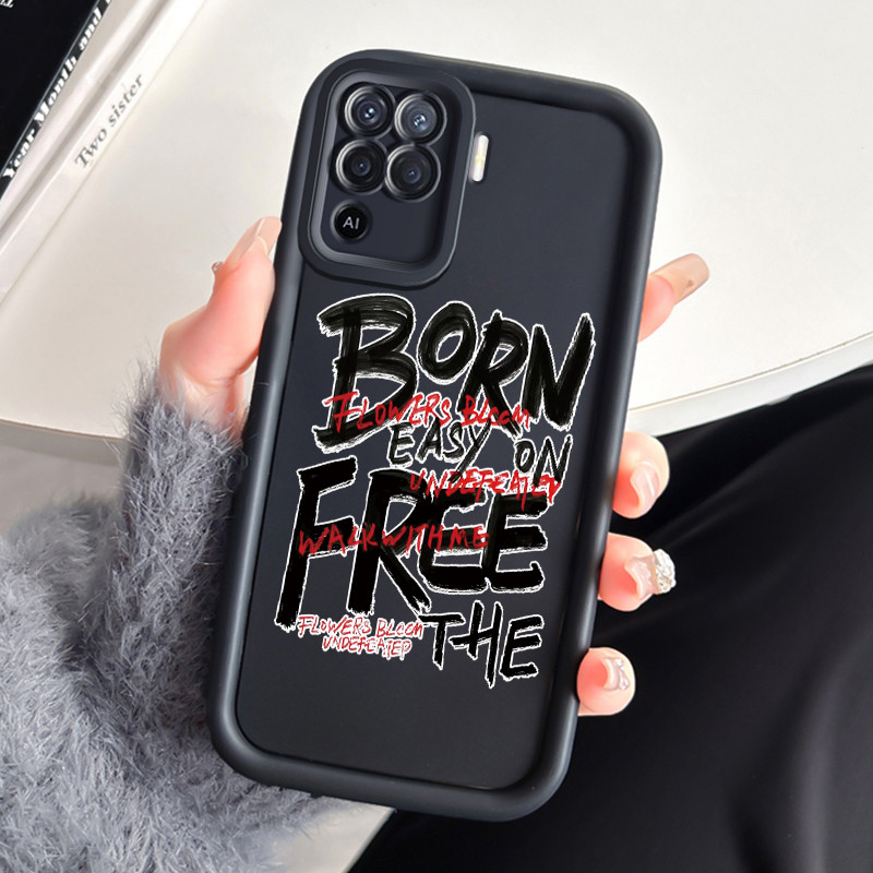 เคสสำหรับ OPPO A74 A95 F19 F19s เคสโทรศัพท์คําบุคลิกภาพสามสีซิลิโคนกันกระแทก