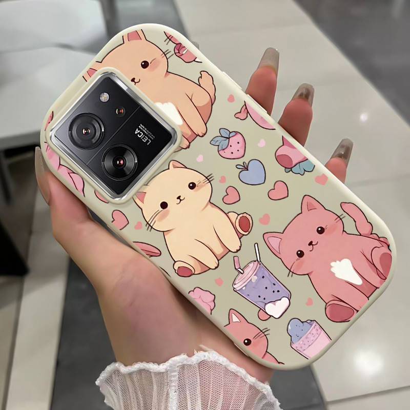เคสสำหรับ Xiaomi 13T 13T Pro เคสโทรศัพท์แมวกันกระแทกกลมและอ้วน