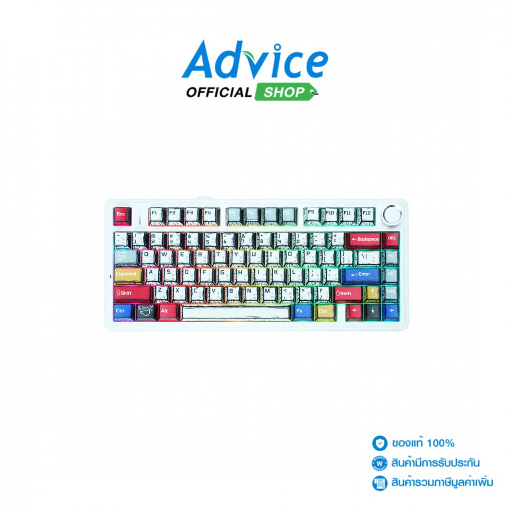 AULA WIRELESS/BLUETOOTH KEYBOARD (คีย์บอร์ด) F75 COMICS GREEN SWITCH - A0170238