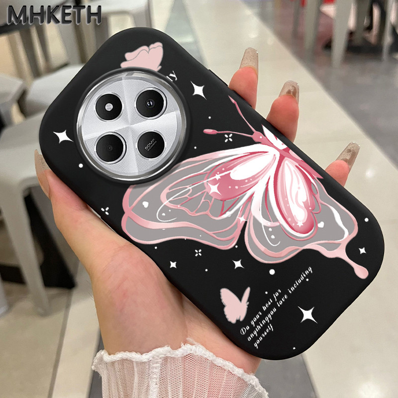 MHKETH เคสสำหรับ Xiaomi Redmi 14C 4G 14C 5G A4 5G 14R 5G POCO C75 5G POCO M7 5G เคสรูปผีเสื้อที่สวยงามเคสโทรศัพท์