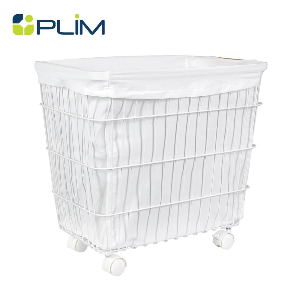 HomePro ตะกร้าผ้าเหลี่ยมมีล้อ  KATE สีขาว แบรนด์ PLIM