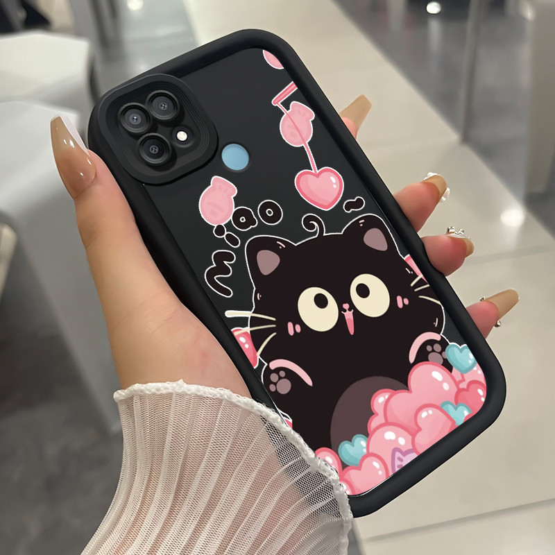 เคสสำหรับ OPPO A15 A15s A35 เคสโทรศัพท์แมวน่ารักสามสีซิลิโคนกันกระแทก