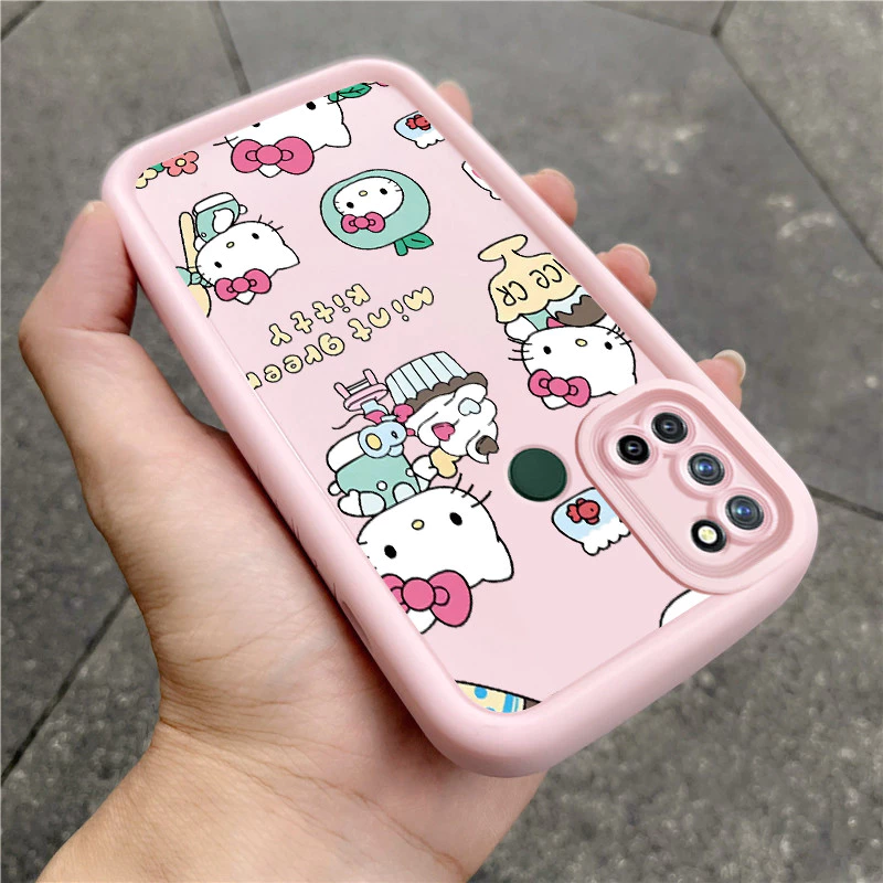 เคสสำหรับ Realme 7i C17 เคสโทรศัพท์สัตว์น่ารักสามสีซิลิโคนกันกระแทก