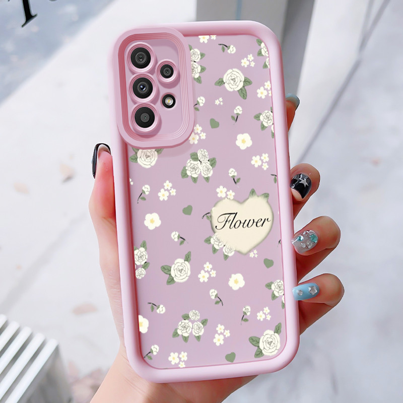 เคสสำหรับ Samsung Galaxy A33 5G A34 5G A53 5G A54 5G A23 A32 เคสโทรศัพท์ดอกไม้สามสีซิลิโคนกันกระแทก