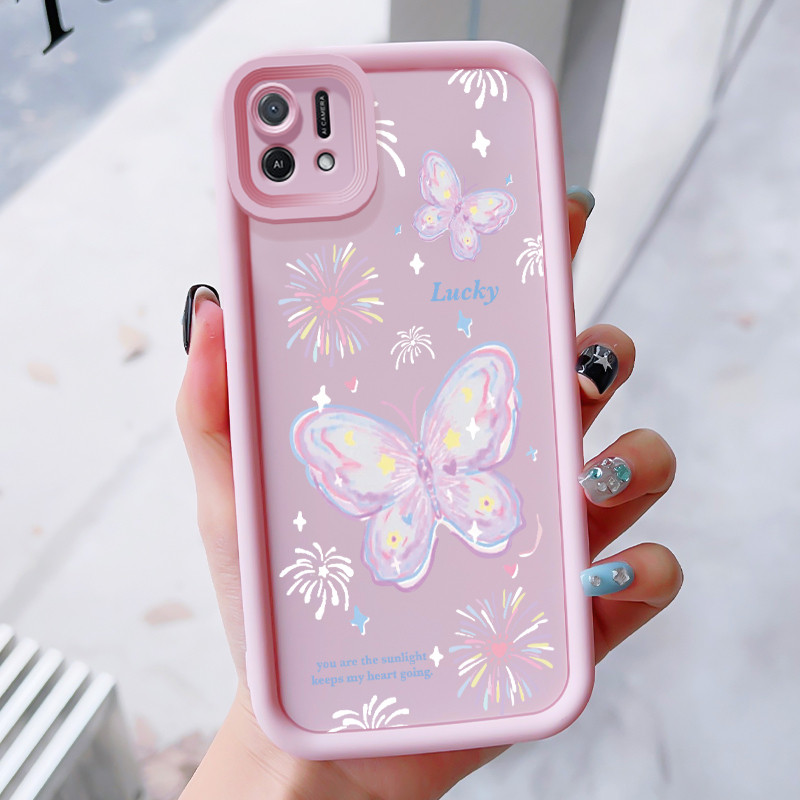 เคสสำหรับ OPPO A16K A16E เคสโทรศัพท์ผีเสื้อที่สวยงามซิลิโคนกันกระแทก