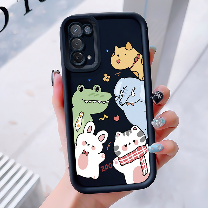 เคสสำหรับ OPPO A74 5G A54 5G เคสโทรศัพท์สัตว์น่ารักสามสีซิลิโคนกันกระแทก