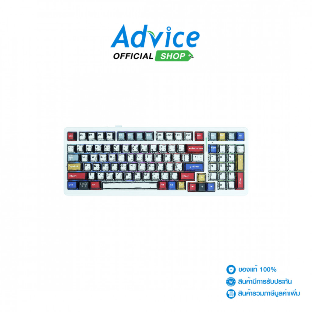 AULA WIRELESS/BLUETOOTH KEYBOARD (คีย์บอร์ด) F99 COMICS GREYWOOD-SW V.3 - A0170240