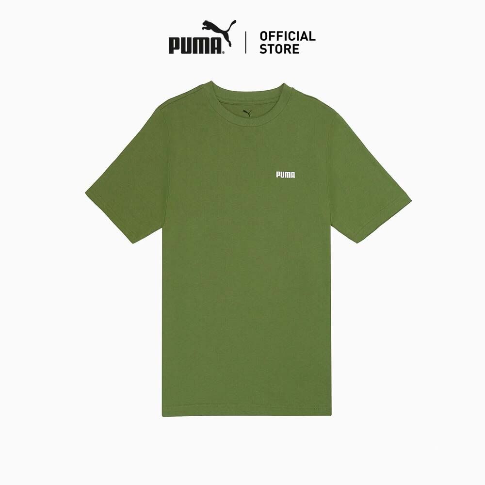 PUMA Basics เสื้อยืดคอกลม Essentials โลโก้ขนาดเล็กสำหรับผู้ชาย สีเขียว - 68676033