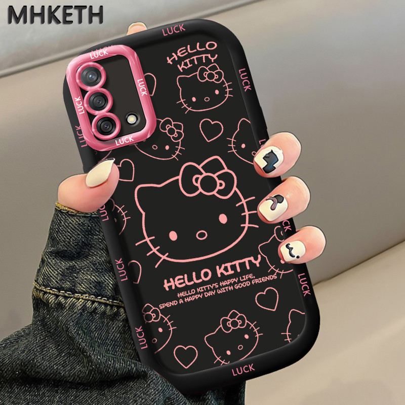 MHKETH เคสสำหรับ OPPO A74 A95 F19 F19s Reno 6 Lite เคสมือถือลายแมวน่ารักและเป็นที่นิยม