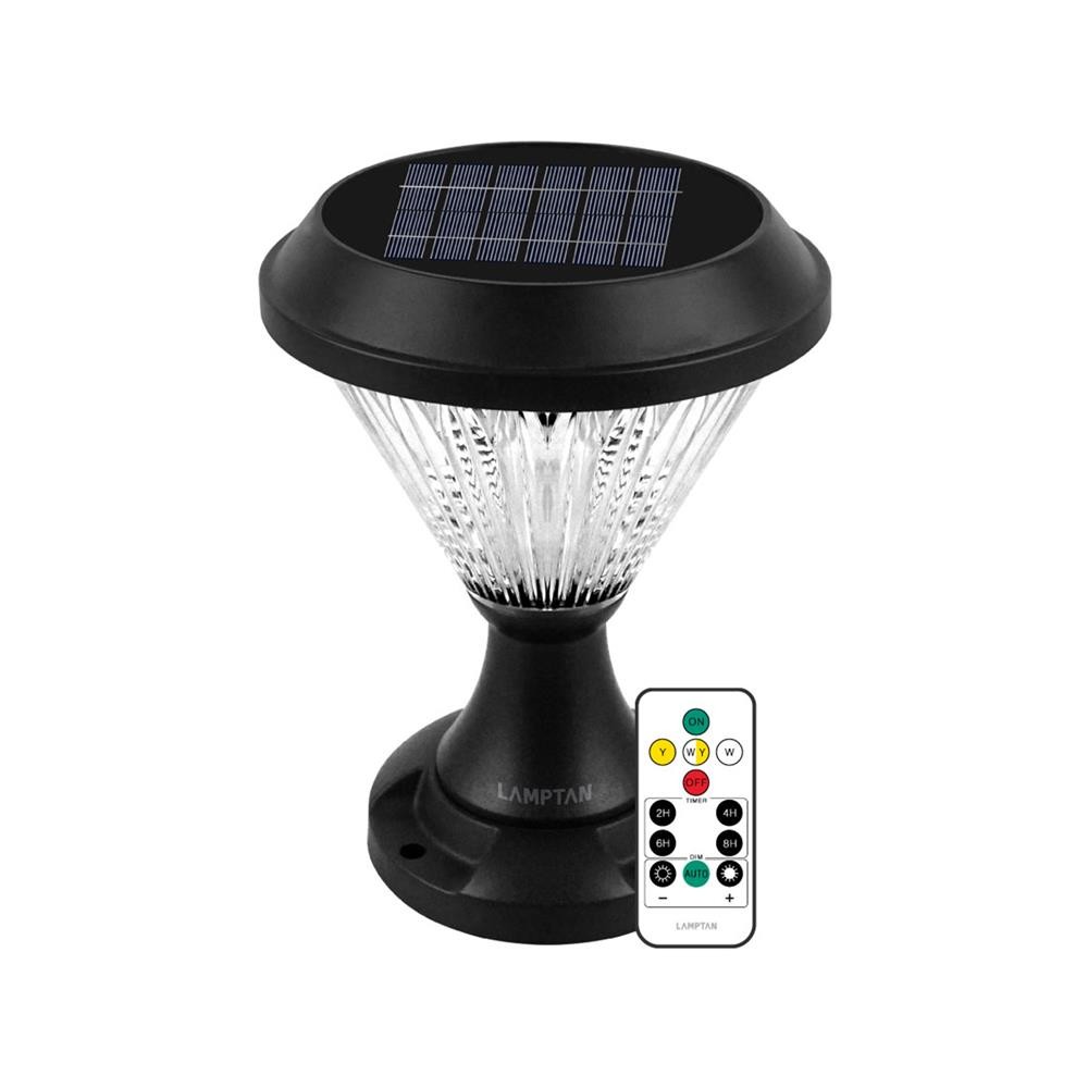 LAMPTAN ไฟหัวเสา SOLAR SPOUT 15 วัตต์ DAYLIGHT/COOL WHITE/WARM WHITE สีดำ จัดส่งโดย HomePro