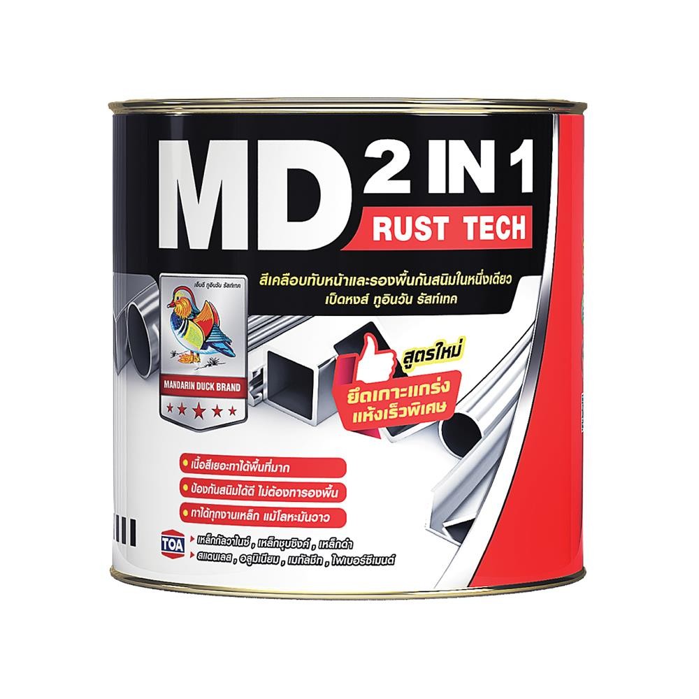 HomePro สีน้ำมัน  MD 2IN1 RUST TECH #MG999 GLOSS BLACK 1/4 แกลลอน แบรนด์ TOA