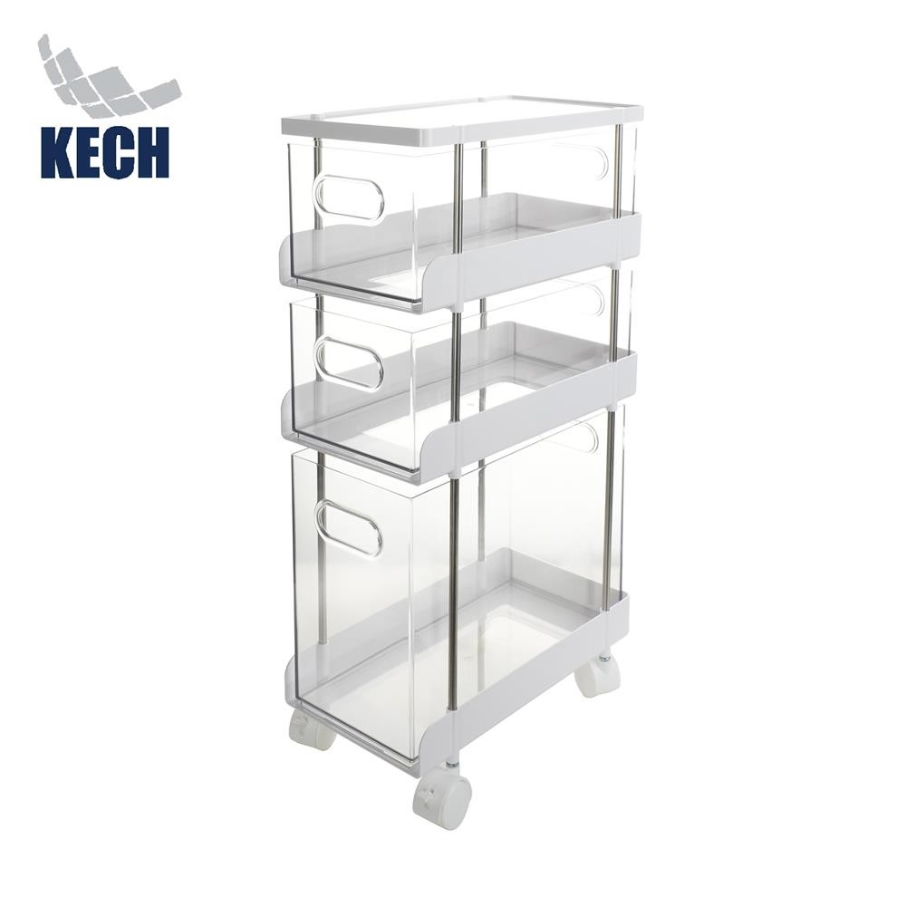 KECH ชั้นวางใส 3 ชั้น มีล้อ LUCID 32.8x17.5x60.5 ซม. จัดส่งโดย HomePro