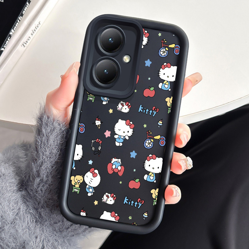 เคสสำหรับ VIVO Y27 Y36 4G Y36 5G Y27 5G Y77T Y27s Y35 Y35+ 5G เคสโทรศัพท์แมวน่ารักสามสีซิลิโคนกันกระแทก
