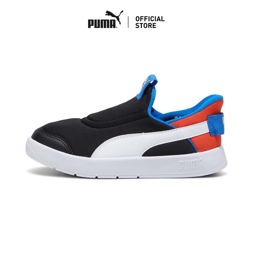 PUMA Kids รองเท้าผ้าใบ Courtflex v3 Ease In สำหรับเด็ก สีดำ - 39973401