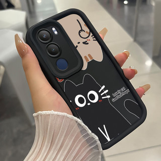 เคสสำหรับ VIVO Y19s Y29 5G เคสโทรศัพท์แมวสามสีซิลิโคนกันกระแทก