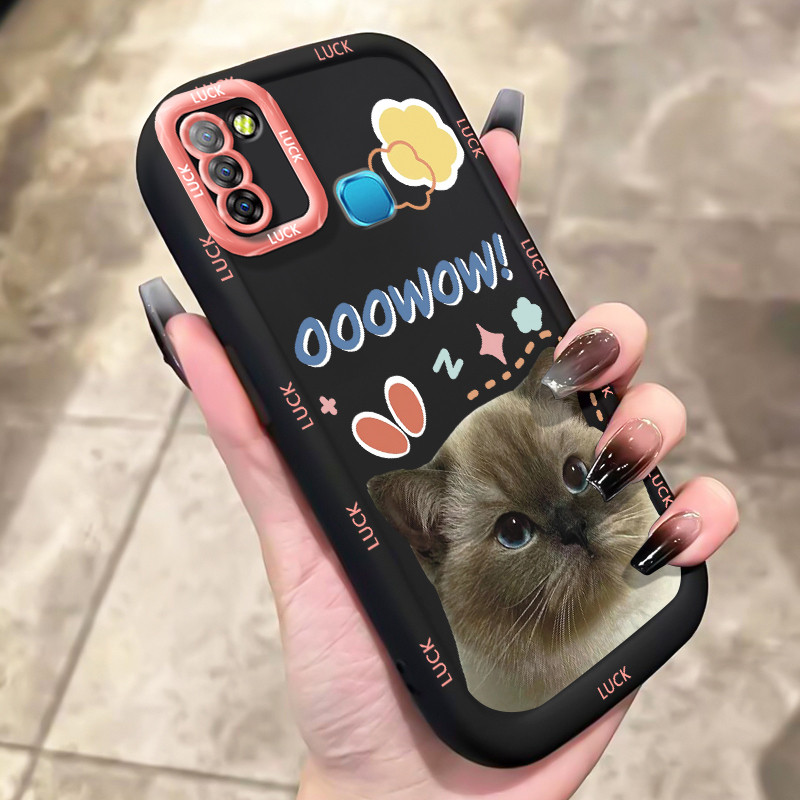 เคสสำหรับ Infinix Smart 5 Smart 6 Ram 3 Hot 10 Lite เคสโทรศัพท์แมวดอกไม้กันกระแทกป้องกันการตก
