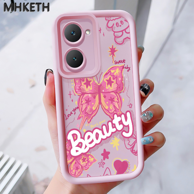 MHKEID เคสสำหรับ VIVO Y03 Y03T Y18 Y18i Y18e Y18t Y18s Y28e 5G เคสระเบิดป้องกันซิลิโคนรูปผีเสื้อเคสโทรศัพท์อันสวยงาม