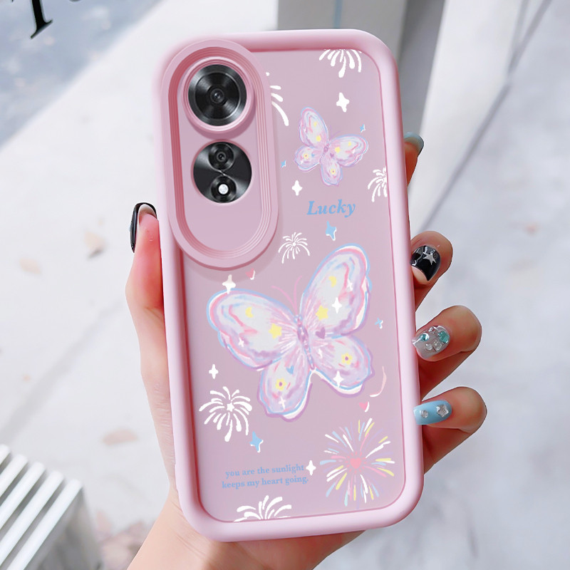 เคสสำหรับ OPPO A60 4G เคสโทรศัพท์ผีเสื้อที่สวยงามซิลิโคนกันกระแทก