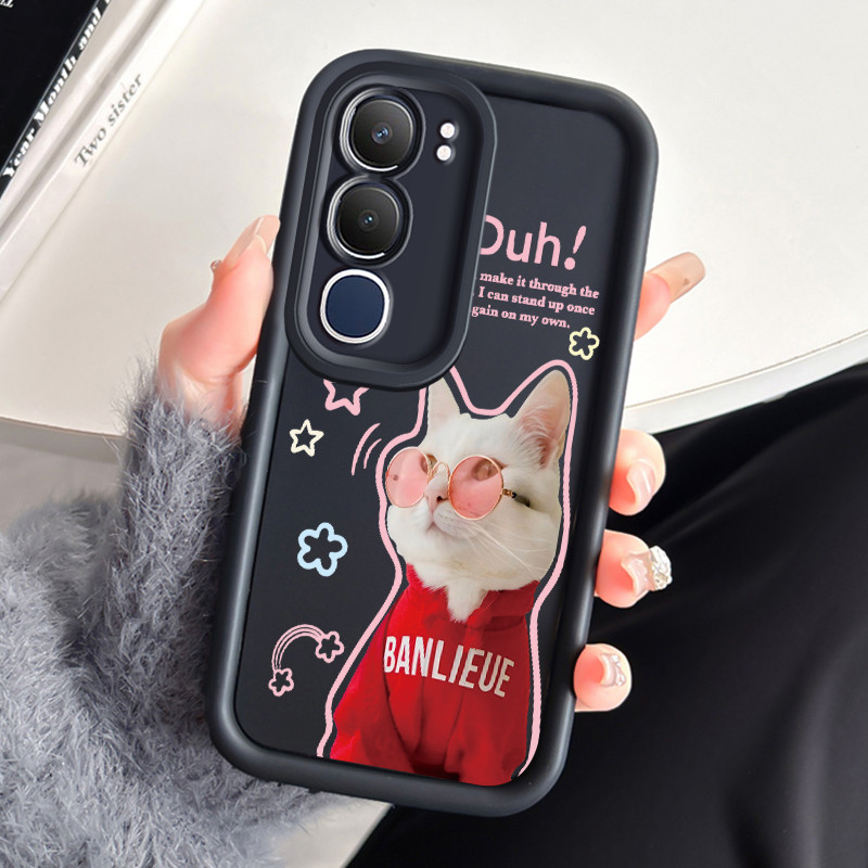 เคสสำหรับ VIVO Y19s Y29 5G เคสโทรศัพท์แมวสามสีซิลิโคนกันกระแทก