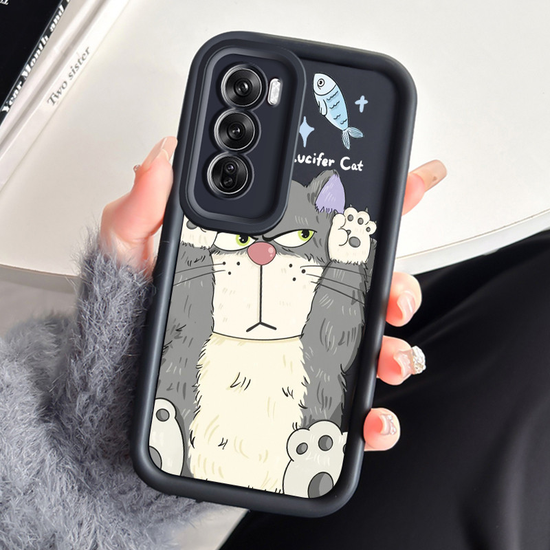 เคสสำหรับ OPPO Reno 12 5G เคสโทรศัพท์แมวน่ารักกันกระแทก