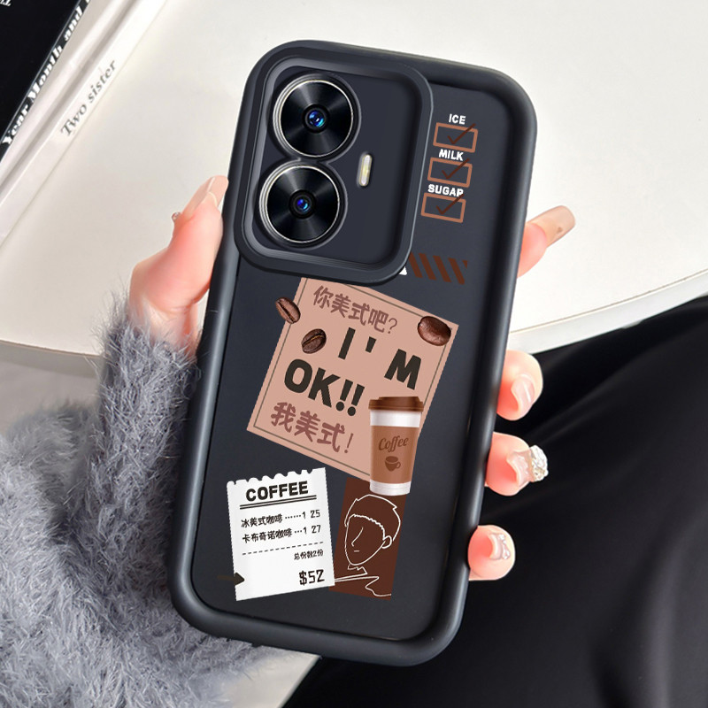 เคสสำหรับ Realme C55 Narzo N55 เคสโทรศัพท์กาแฟนมกันกระแทก
