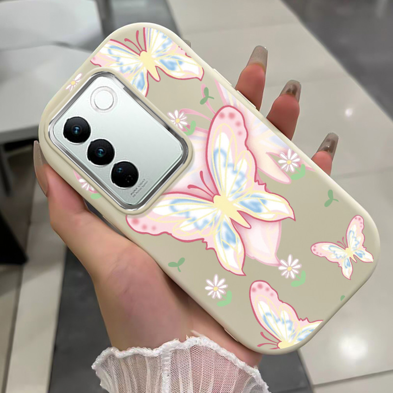 เคสสำหรับ VIVO V27 5G V27 Pro 5G เคสโทรศัพท์ผีเสื้อกันกระแทกกลมและอ้วน