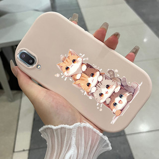 เคสสำหรับ Samsung Galaxy A02 M02 เคสโทรศัพท์แมวน่ารักกันกระแทกกลมและอ้วน
