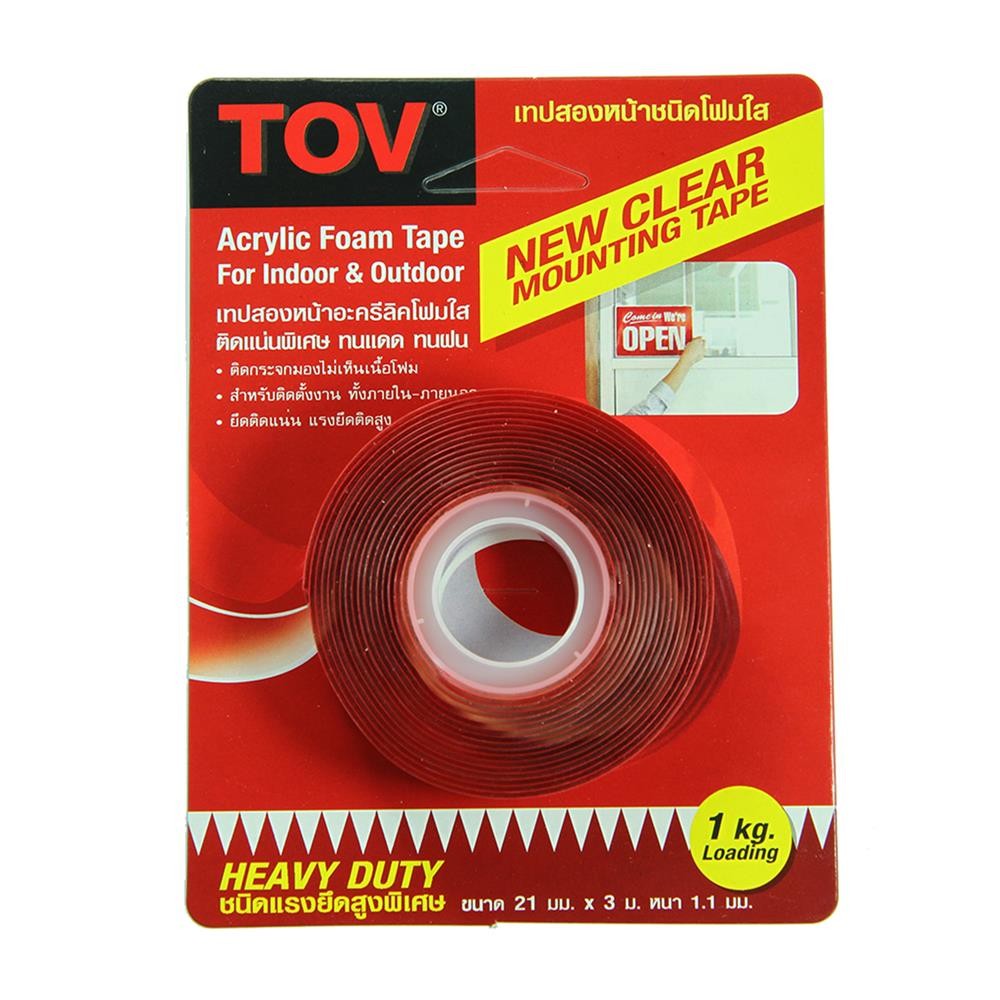 TOV เทปโฟม 2 หน้า แรงยึดติดสูง 21 มม.X3 ม. สีใส จัดส่งโดย HomePro