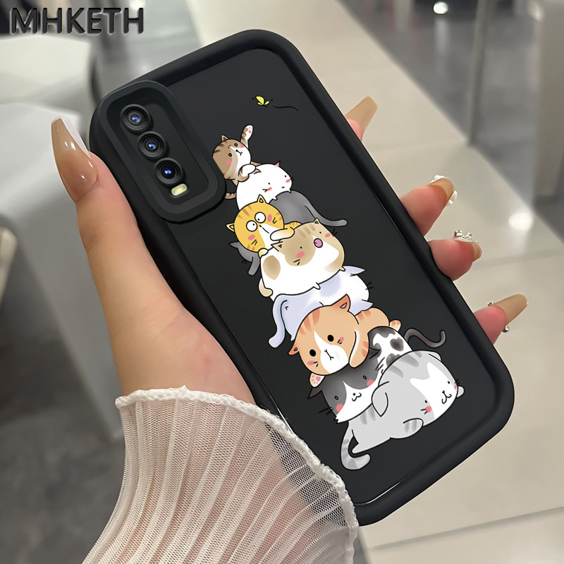 MHKETH เคสสำหรับ VIVO Y20 Y20s Y20i Y20T Y12s Y12a Y30G Y11s เคสโทรศัพท์ลายการ์ตูนแมวน่ารัก