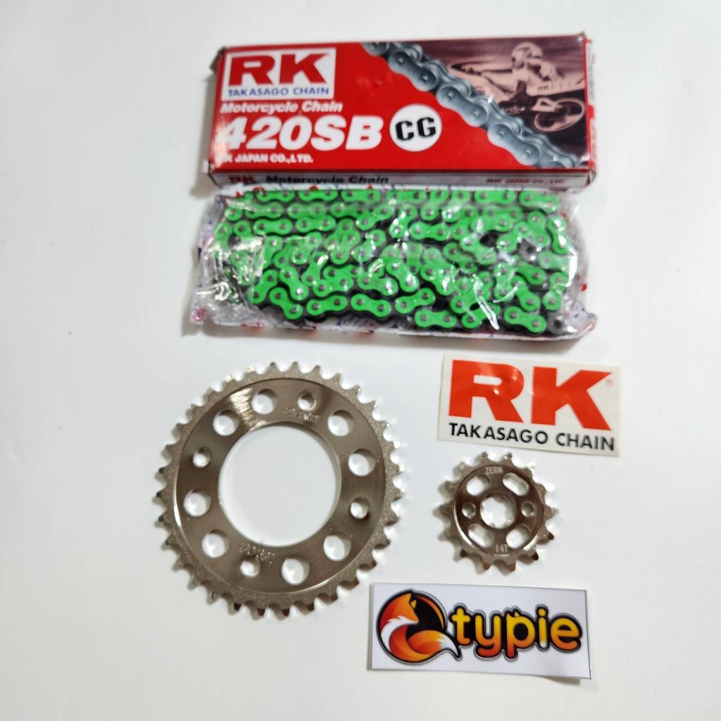 ชุด3ชิ้น โซ่สีเขียว + สเตอร์หน้า 14ฟัน + สเตอร์หลัง 32ฟัน เวฟ110i , เวฟ125 , เวฟ100S , ดรีมซุปเปอร์ค