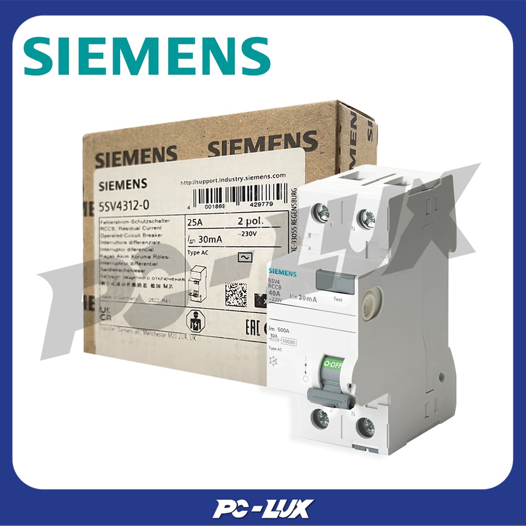 SIEMENS เบรกเกอร์กันไฟรั่ว RCCB 2P 25A รุ่น 5SV4312-0