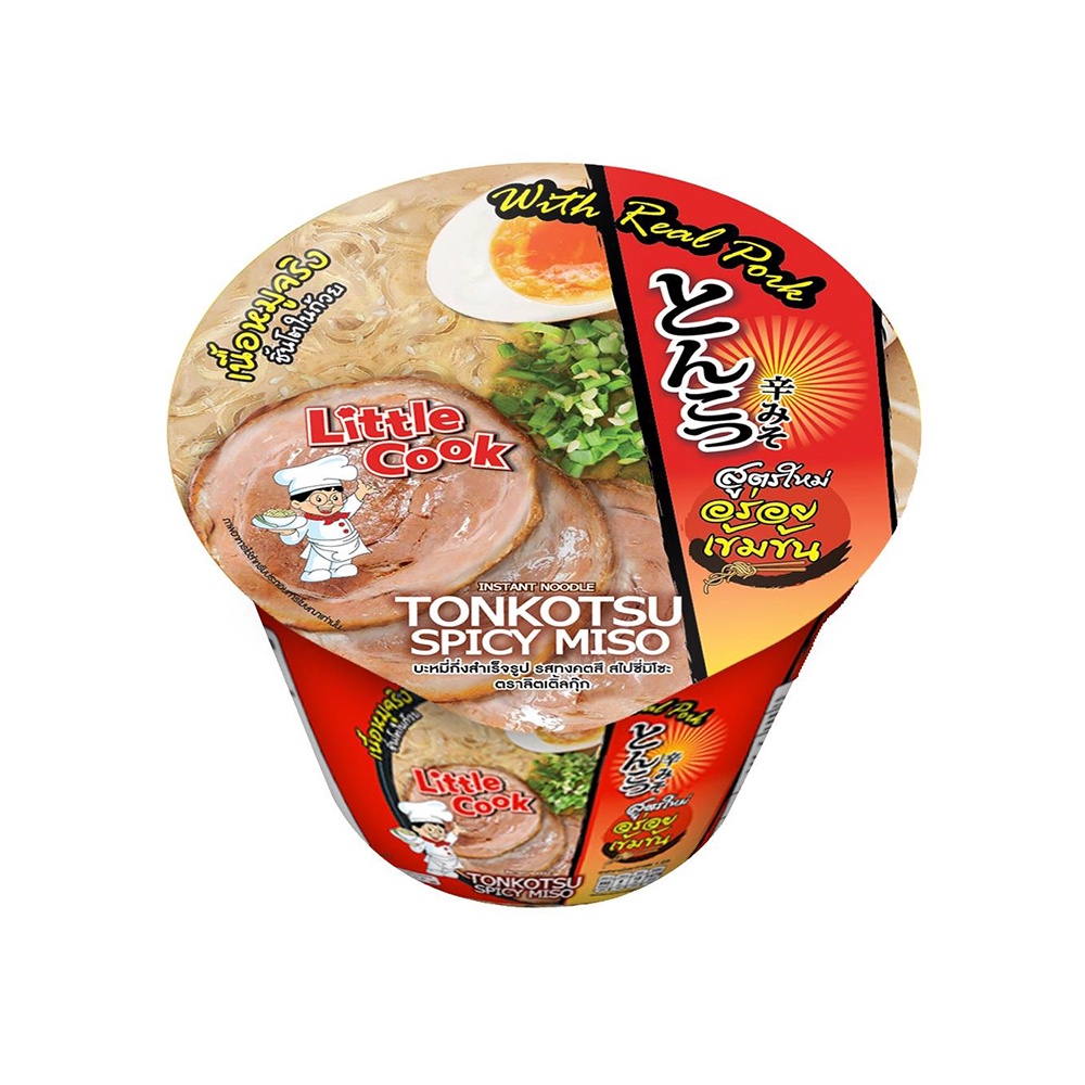 📢 ลิตเติ้ลกุ๊ก บะหมี่รสทงคัตสึสไปซี่มิโซะ 🌈 LITTLE COOK TONKATSU SPICY MISO 💦 บะหมี่ ซุป โจ๊ก กึ่งสำ