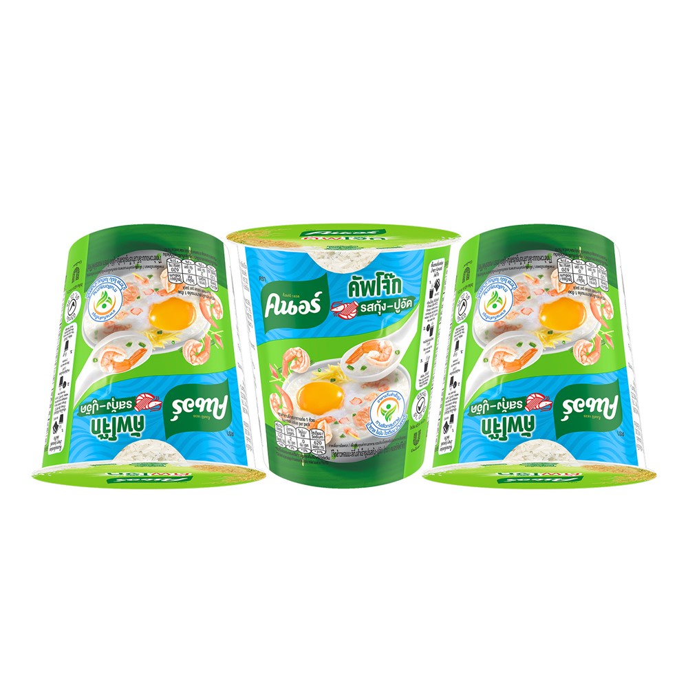 📢 คนอร์คัพโจ๊กรสกุ้งปูอัด32ก แพ็ค3ถ้วย 🌈 KNORR CUP JOK SHRIMP SURIMI 32G. PACK 3 💦 บะหมี่ ซุป โจ๊ก ก