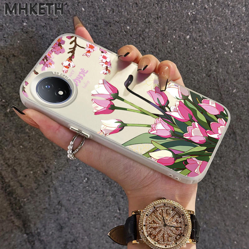 MHKETH เคสสำหรับ VIVO Y02 Y02A Y02T Y11 2023 Y02s เคสโทรศัพท์ทิวลิปสดใส