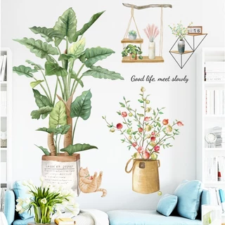 Sticker Home สติ๊กเกอร์ติดผนัง ส่งจากไทย ดอกไม้ ต้นไม้ วอลเปเปอร์ แต่งบ้าน wallpaper diy สติกเกอร์