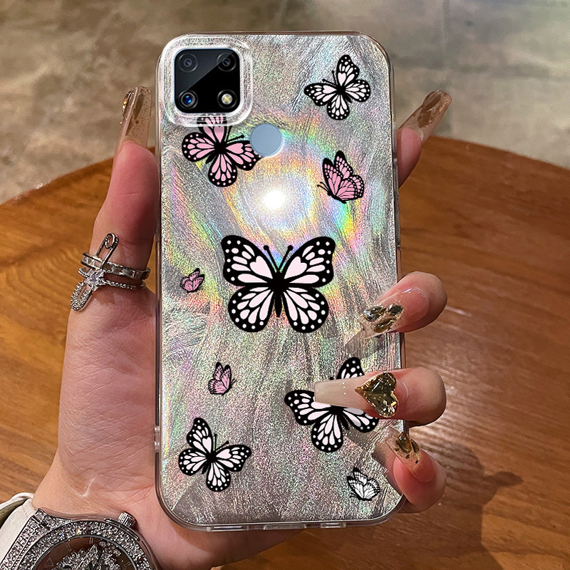 เคสสำหรับ Realme C12 C21 C25 C25s C15 C11 2020 C21Y C25Y เคสโทรศัพท์แนวโน้มกันกระแทกผีเสื้อ