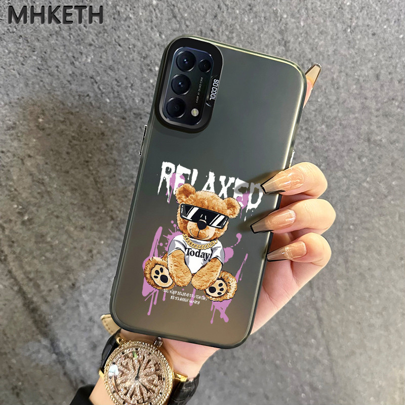 MHKETH เคสสำหรับ OPPO Reno 5 4G Reno 5 5G Reno 5K Reno 6 4G Find X3 Lite เคสโทรศัพท์การ์ตูนหมีเท็ดดี้อินเทรนด์